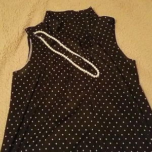 Black and Gold Polka Dot Sleeveless Blouse